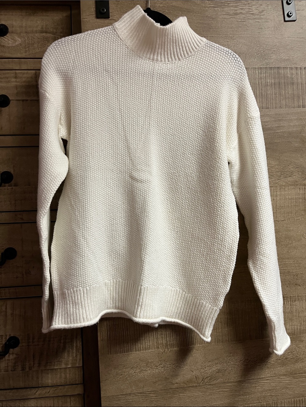Women’s Cream Mock Neck Textured Sweater